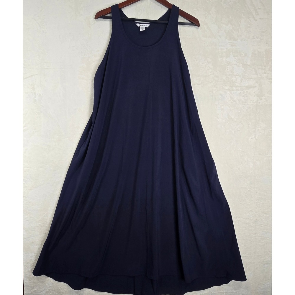 Athleta Presidio Traveler Maxi Dress Navy Blue Sleeveless Pockets XL 824836-01